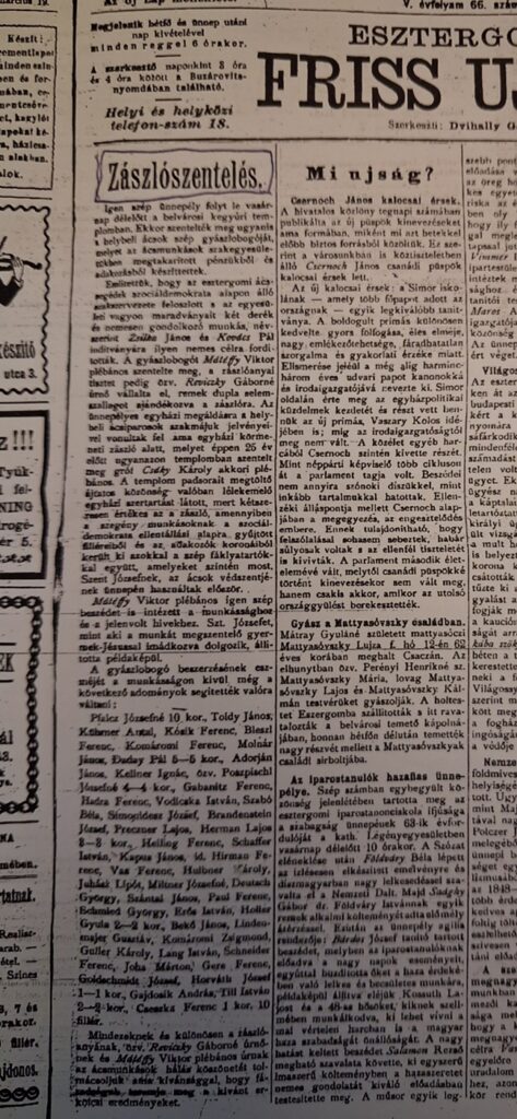 esztergomi Friss Újság V. évfolyam 66. száma